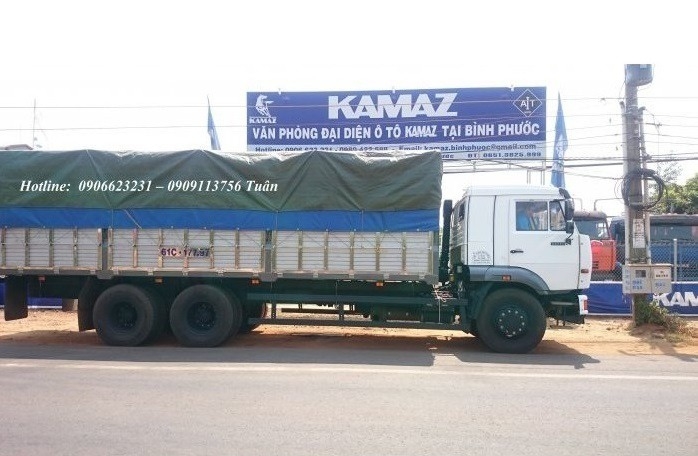 Tải thùng 3 giò Kamaz / Bán tải thùng Kamaz 65117 (6x4) 7m8