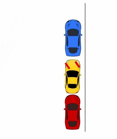 Đánh lái sang trái và lùi xe song song với lề đường(1)