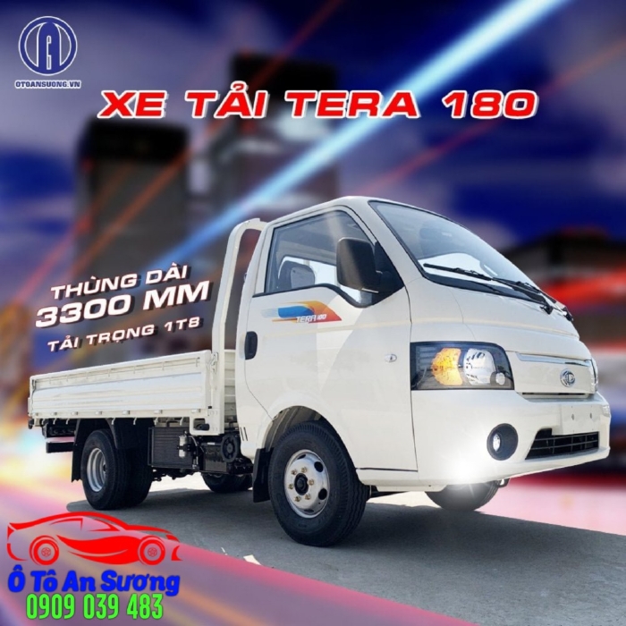 Xe tải TERA180 tải trọng 1T8 thùng hàng 3m2. Trả trước 69 triệu nhận xe.